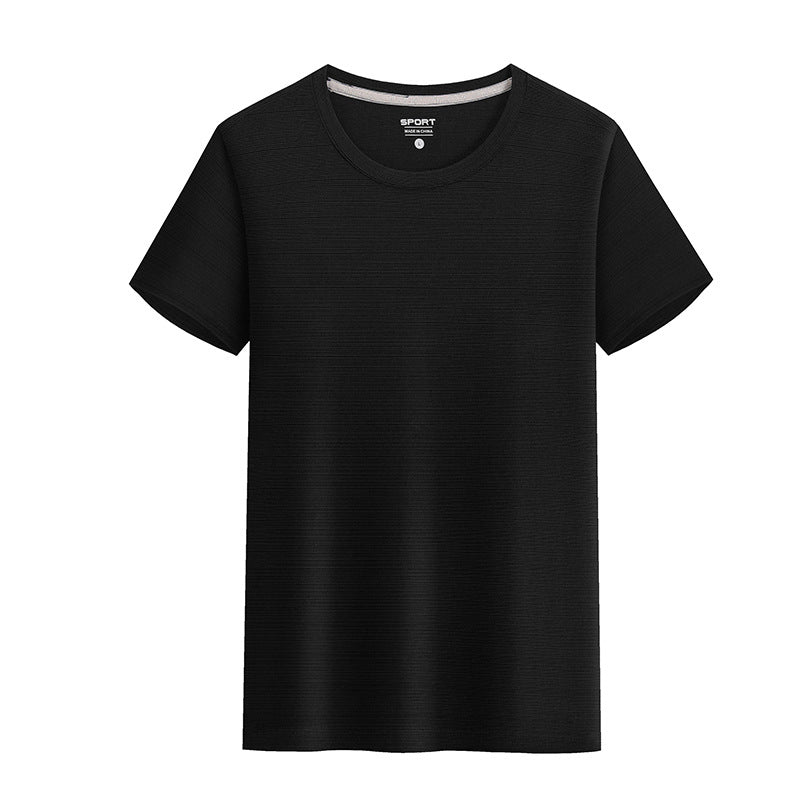 Summer Silk Short Sleeve Round Neck Sports Quick Drying T-shirt Black Shirt