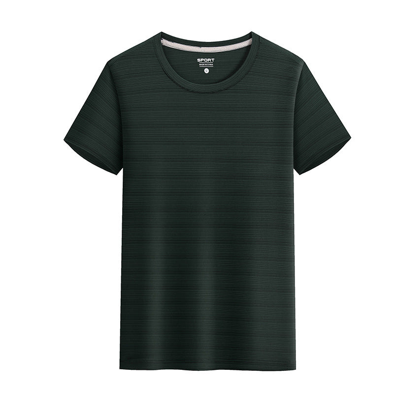 Summer Silk Short Sleeve Round Neck Sports Quick Drying T-shirt Dark Grey Shirt