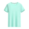 Summer Silk Short Sleeve Round Neck Sports Quick Drying T-shirt Aqua Blue Shirt